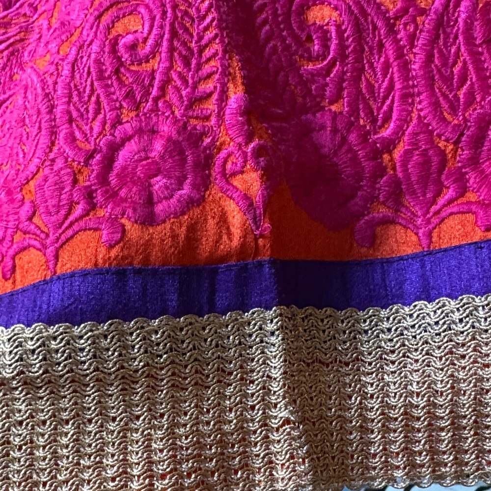 Tejoo’s Pink and Orange Maxi Long Sleeve Collared Button up A-Line Dress Size L - Picture 10 of 16